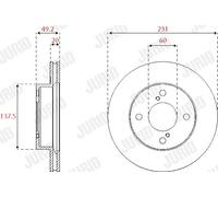 Jurid Disque de frein 563253JC ventilé Ø231 mm avant revêtu pour Suzuki Celerio