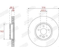 2x Disque de frein ventilé 563304JC JURID pour JAGUAR XE
