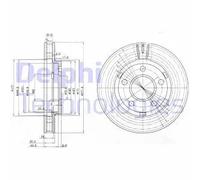 2x Disque de frein ventilé BG3144 DELPHI pour OPEL PONTIAC CHEVROLET BUICK