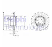 2x Disque de frein ventilé BG3222 DELPHI pour PEUGEOT CITROËN FIAT