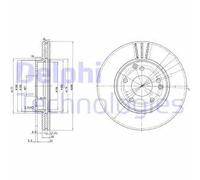 2x Disque de frein ventilé BG3240C DELPHI pour MERCEDES-BENZ