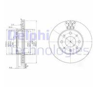 2x Disque de frein ventilé BG3425 DELPHI pour FIAT PALIO PALIO Weekend ALBEA
