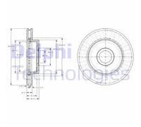 Disque de frein DELPHI BG3659 avant, ventilé, 2 pièce
