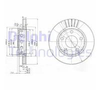 2x Disque de frein ventilé BG3785 DELPHI pour AUDI VW