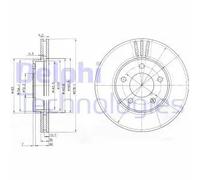2x Disque de frein ventilé BG3792 DELPHI pour MAZDA FORD FORD USA