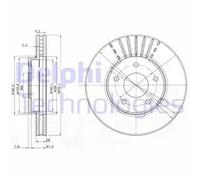 Disque de frein DELPHI BG3816 avant, ventilé, 2 pièce