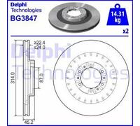 2 x DELPHI BG3847 Disque de frein pour MITSUBISHI