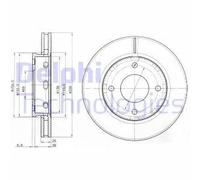 2x Disque de frein ventilé BG3987 DELPHI pour SMART MITSUBISHI