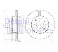 2x Disque de frein ventilé BG4009 DELPHI pour HYUNDAI GETZ