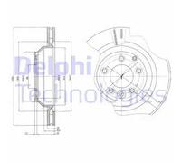 2x Disque de frein ventilé BG4070 DELPHI pour PORSCHE AUDI VW