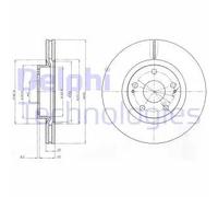 2x Disque de frein ventilé BG4113 DELPHI pour TOYOTA COROLLA Verso AVENSIS AURIS