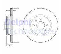 2x Disque de frein ventilé BG4535 DELPHI pour HYUNDAI i10 I i20 I