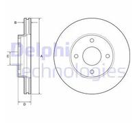 2x Disque de frein ventilé BG4953C DELPHI pour FORD FIESTA VII FIESTA VII Van