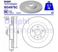 Disque de frein DELPHI BG4978C arrière, ventilé, à haute teneur en carbone, 2 pièce