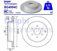 2x Disque de frein DELPHI BG4994C convient pour MERCEDES-BENZ NISSAN