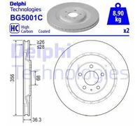 2x Disque de frein ventilé BG5001C DELPHI pour PORSCHE MACAN