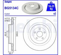 2x Disque de frein ventilé BG5134C DELPHI pour FORD USA EDGE