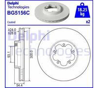 2x Disque de frein ventilé BG5156C DELPHI pour FORD TRANSIT Autobus/Autocar