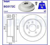 2x Disque de frein ventilé BG5172C DELPHI pour SSANGYONG RODIUS I RODIUS II