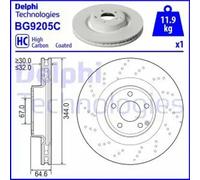 2x Disque de frein ventilé BG9205C DELPHI pour MERCEDES-BENZ CLASSE E SLK SLC
