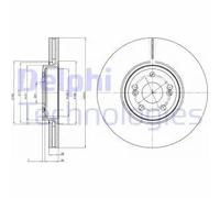 Disque de frein DELPHI BG9687 avant, ventilé, 1 pièce