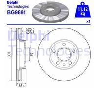 2x Disque de frein ventilé BG9891 DELPHI pour VW TRANSPORTER T5 Autobus/Autocar