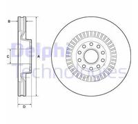 2x Disque de frein ventilé BG9957 DELPHI pour AUDI VW