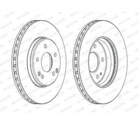 2x Disque de frein ventilé DDF1134C FERODO pour LEXUS GS IS I SC Décapotable