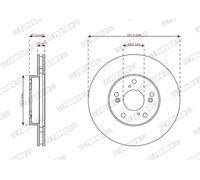 2x Disque de frein ventilé DDF2574 FERODO pour HONDA ACCORD VII