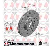 2x Disque de frein ventilé de l'extérieur 100.1231.52 ZIMMERMANN pour AUDI A6 C4