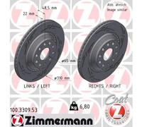 2x Disque de frein ventilé de l'extérieur 100.3309.53 ZIMMERMANN pour VW SKODA