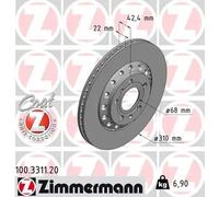 2x Disque de frein ventilé de l'extérieur 100.3311.20 ZIMMERMANN pour AUDI VW