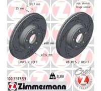 2x Disque de frein ventilé de l'extérieur 100.3317.53 ZIMMERMANN pour AUDI A6 C6