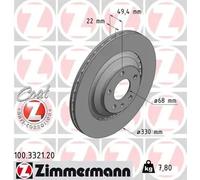 2x Disque de frein ventilé de l'extérieur 100.3321.20 ZIMMERMANN pour AUDI A6 C6