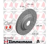 2x Disque de frein ventilé de l'extérieur 100.3321.52 ZIMMERMANN pour AUDI A6 C6