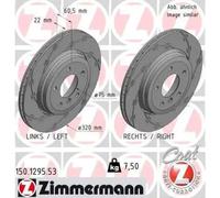 2x Disque de frein ventilé de l'extérieur 150.1295.53 ZIMMERMANN pour BMW 3