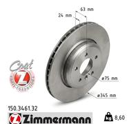 2x Disque de frein ventilé de l'extérieur 150.3461.32 ZIMMERMANN pour BMW 5 6