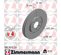 2x Disque de frein ZIMMERMANN 180.3015.20 convient pour CITROËN