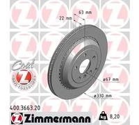 2x Disque de frein ventilé de l'extérieur 400.3663.20 ZIMMERMANN