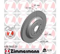 2x Disque de frein ventilé de l'extérieur 400.3663.20 ZIMMERMANN