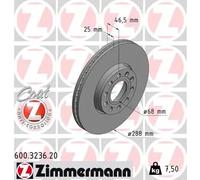 2x Disque de frein ventilé de l'extérieur 600.3236.20 ZIMMERMANN pour SKODA VW