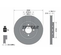 2x Disque de frein ventilé de l'extérieur 92043500 TEXTAR pour VW SEAT