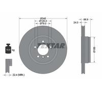2x Disque de frein ventilé de l'extérieur 92123203 TEXTAR pour BMW 7