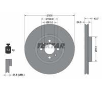 2x Disque de frein ventilé de l'extérieur 92149503 TEXTAR pour RENAULT SCÉNIC II