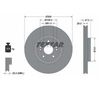 1X TEXTAR Disque De Frein Ø 308Mm Avant Pour RENAULT LAGUNA 16V