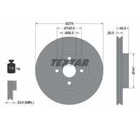 2x Disque de frein ventilé de l'extérieur 92180303 TEXTAR pour TOYOTA