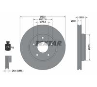 2x Disque de frein ventilé de l'extérieur 92253303 TEXTAR pour JEEP WRANGLER III