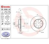 2x Disque de frein ventilé de l'intérieur 09.3090.21 BREMBO pour CHEVROLET