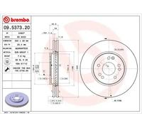 Brembo Disque de frein 09.5373.20 ventilé de l'intérieur 2x pour Mercedes‑Benz