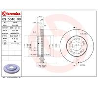 Disque de frein BREMBO 09.5640.30, avant, ventilé , 1 pièce